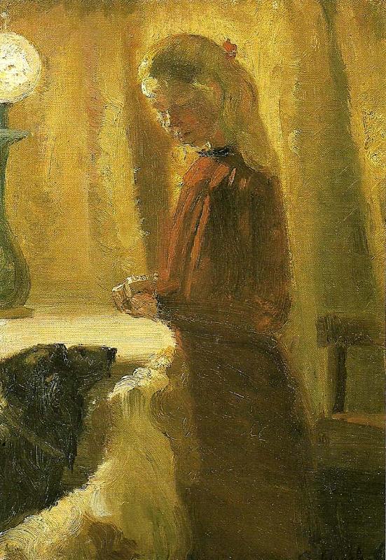 Anna Ancher hundene fodres China oil painting art